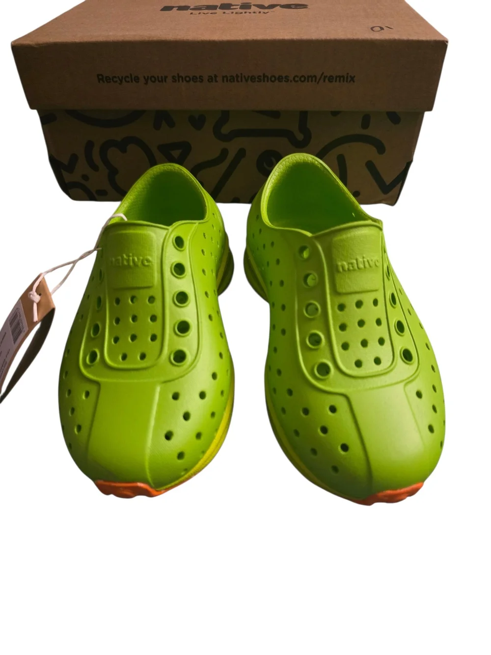 Native Kids Jefferson Slip-On Shoes in Lime Green C7